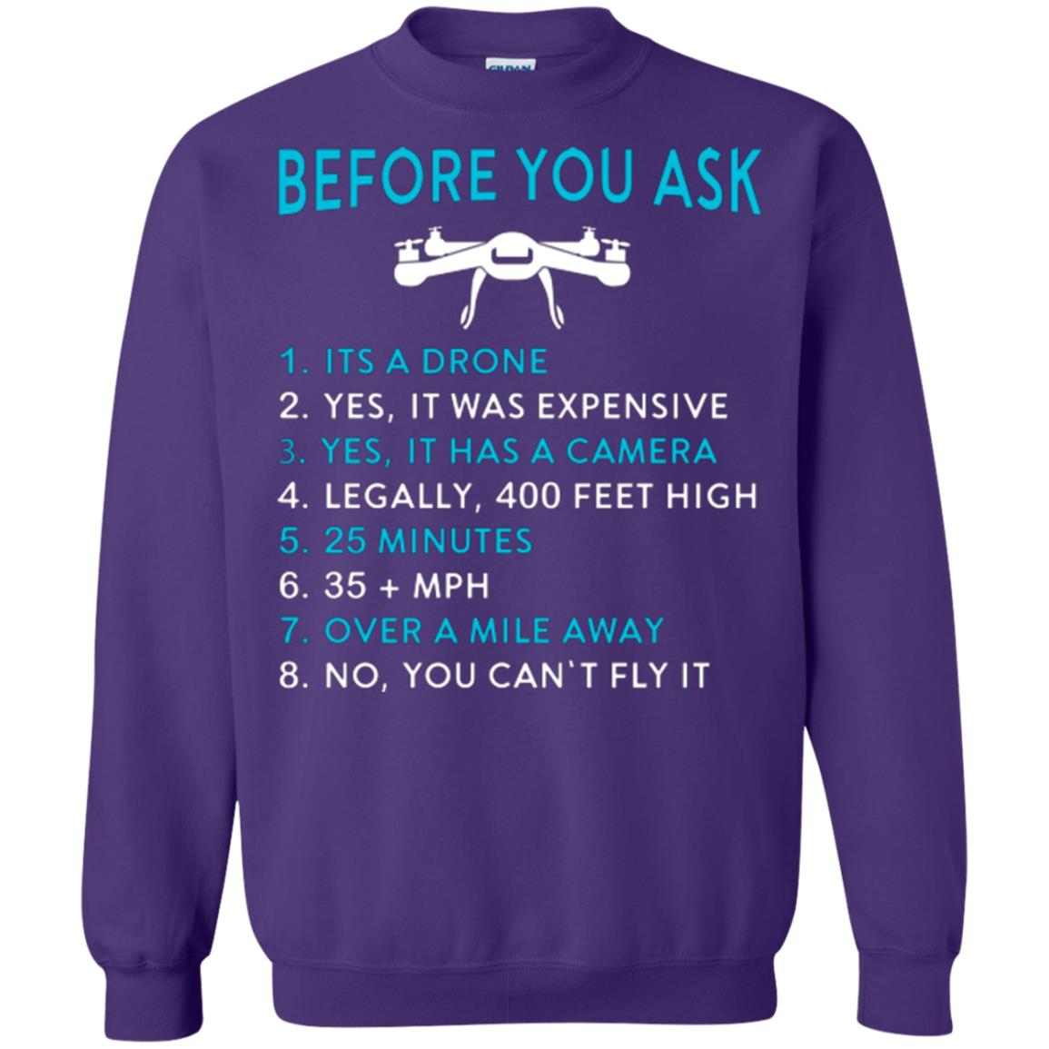 Funny Drone T-shirt Before You Ask Purple