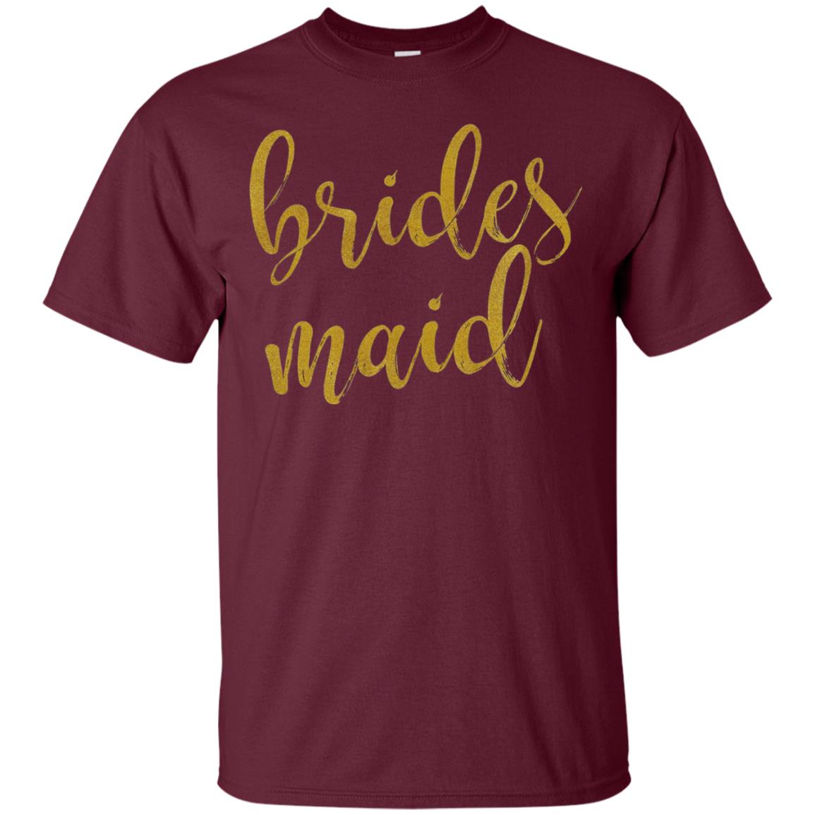 Bridesmaid Gold Glitter Bridal Shower T-shirt Maroon