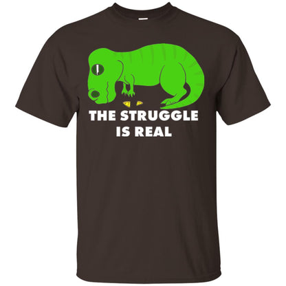 Funny Dinosaus T-shirt The Struggle Is Real Dark Chocolate
