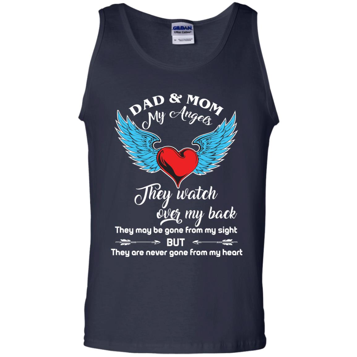 Dad And Mom My Angels They Watch Over My Back Family T-shirt Navy