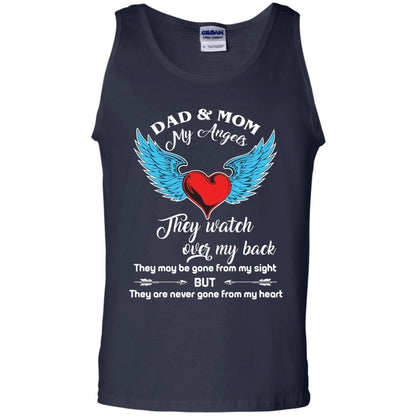Dad And Mom My Angels They Watch Over My Back Family T-shirt Navy