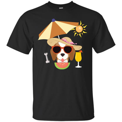 Summer With Beagle Dog Lovers Shirt Black