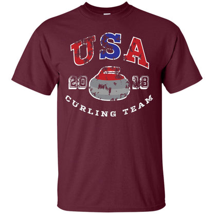 Usa Curling Team 2018 Curling Lover T-shirt Maroon