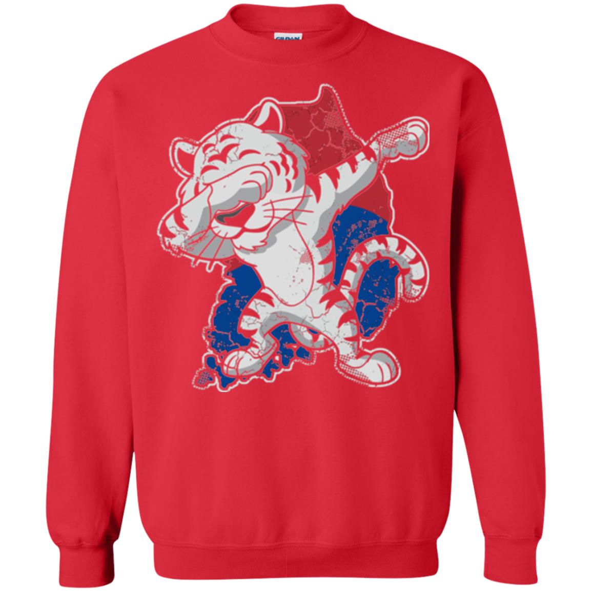 Dabbing White Tiger South Korea Flag T-shirt Red