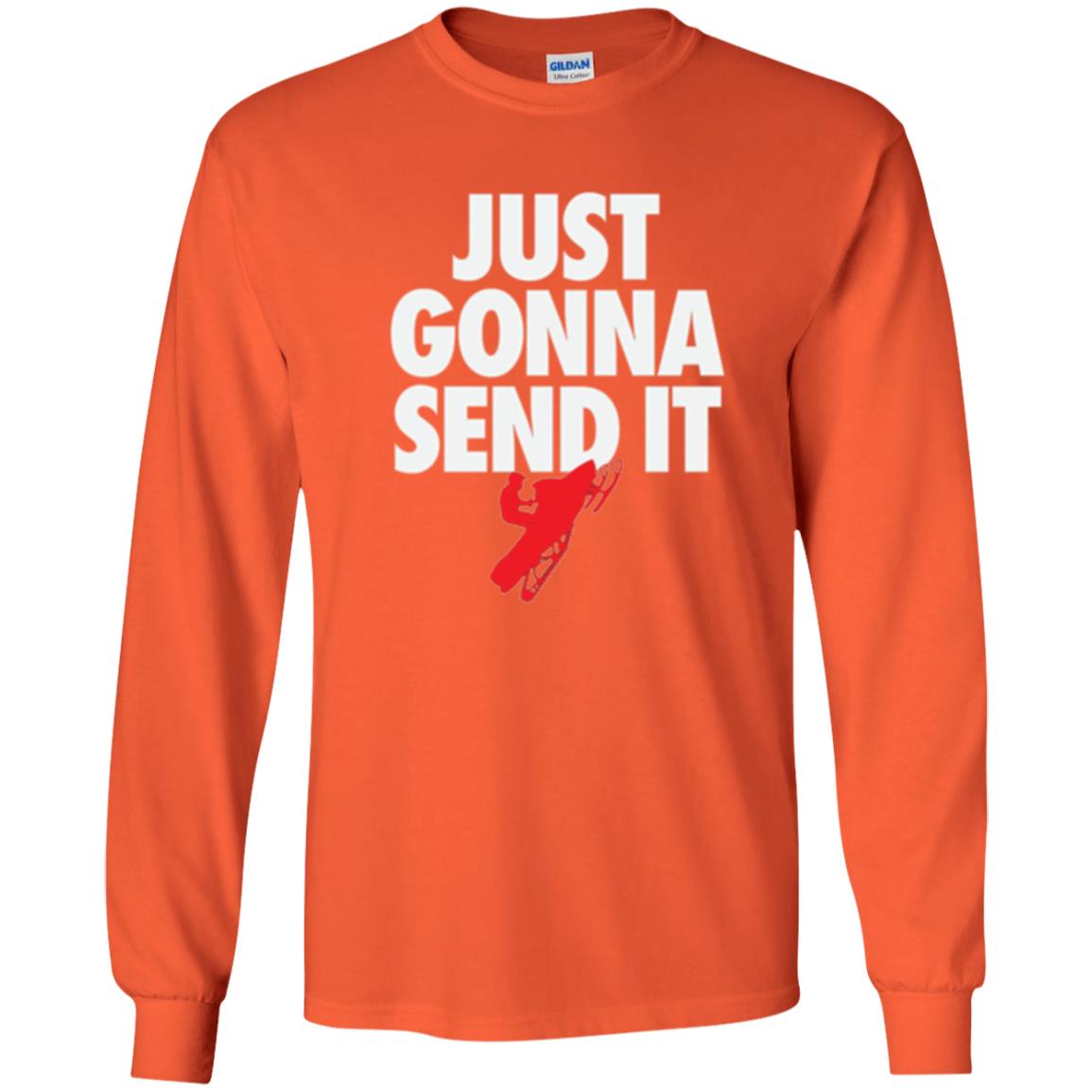 Snowmobile T-shirt Just Gonna Send It T-shirt Orange