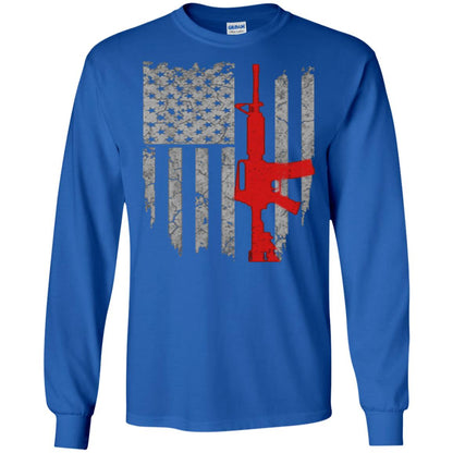 Hunting Lover T-shirt Gun Usa Flag Royal