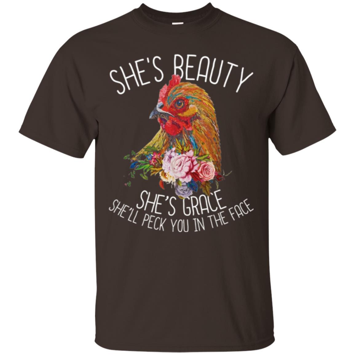 Chicken T-shirt She's Beauty She's Grace Dark Chocolate