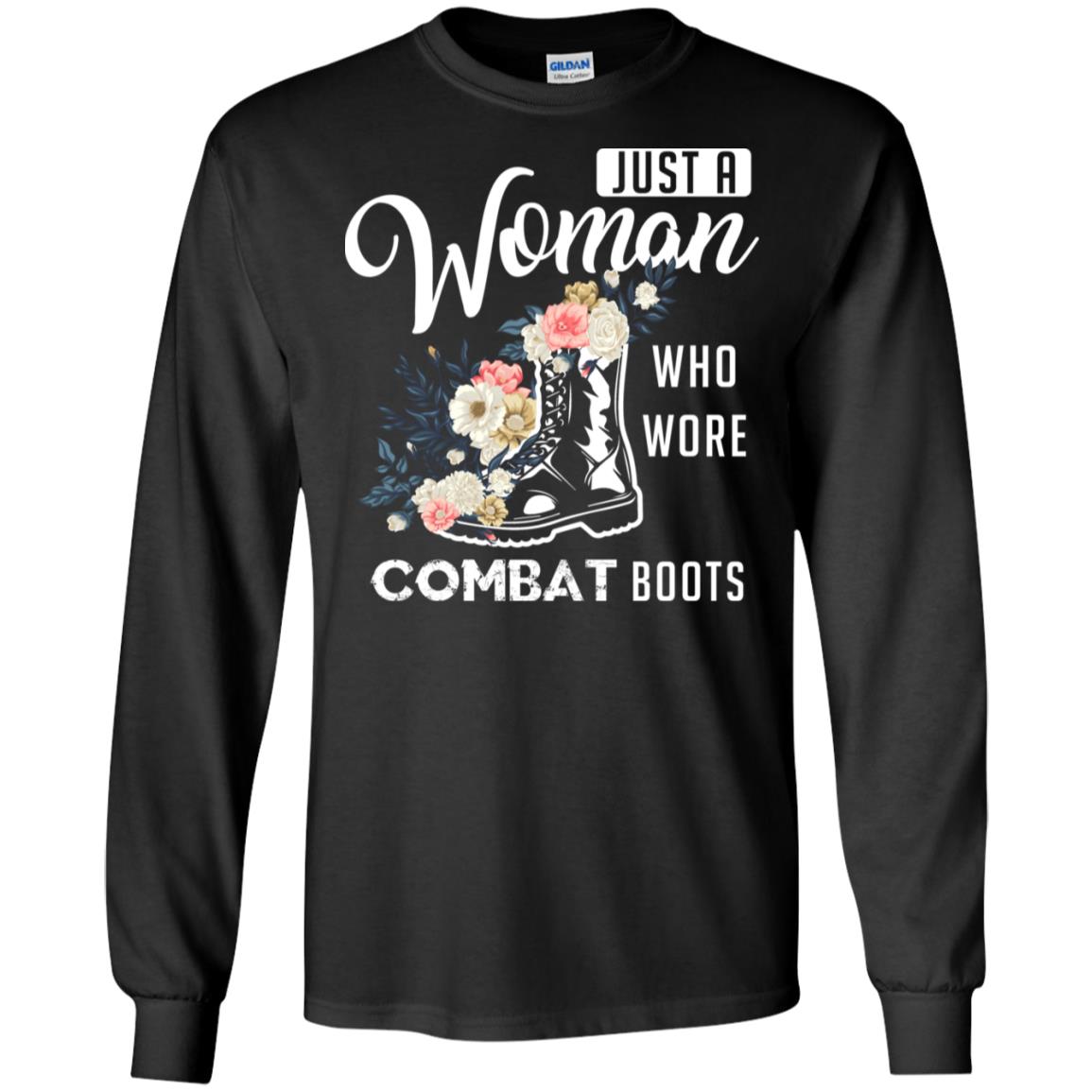 Just A Woman Who More Combat Boots Female Veteran T-shirt Black