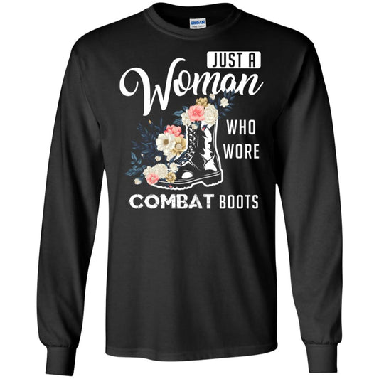 Just A Woman Who More Combat Boots Female Veteran T-shirt Black