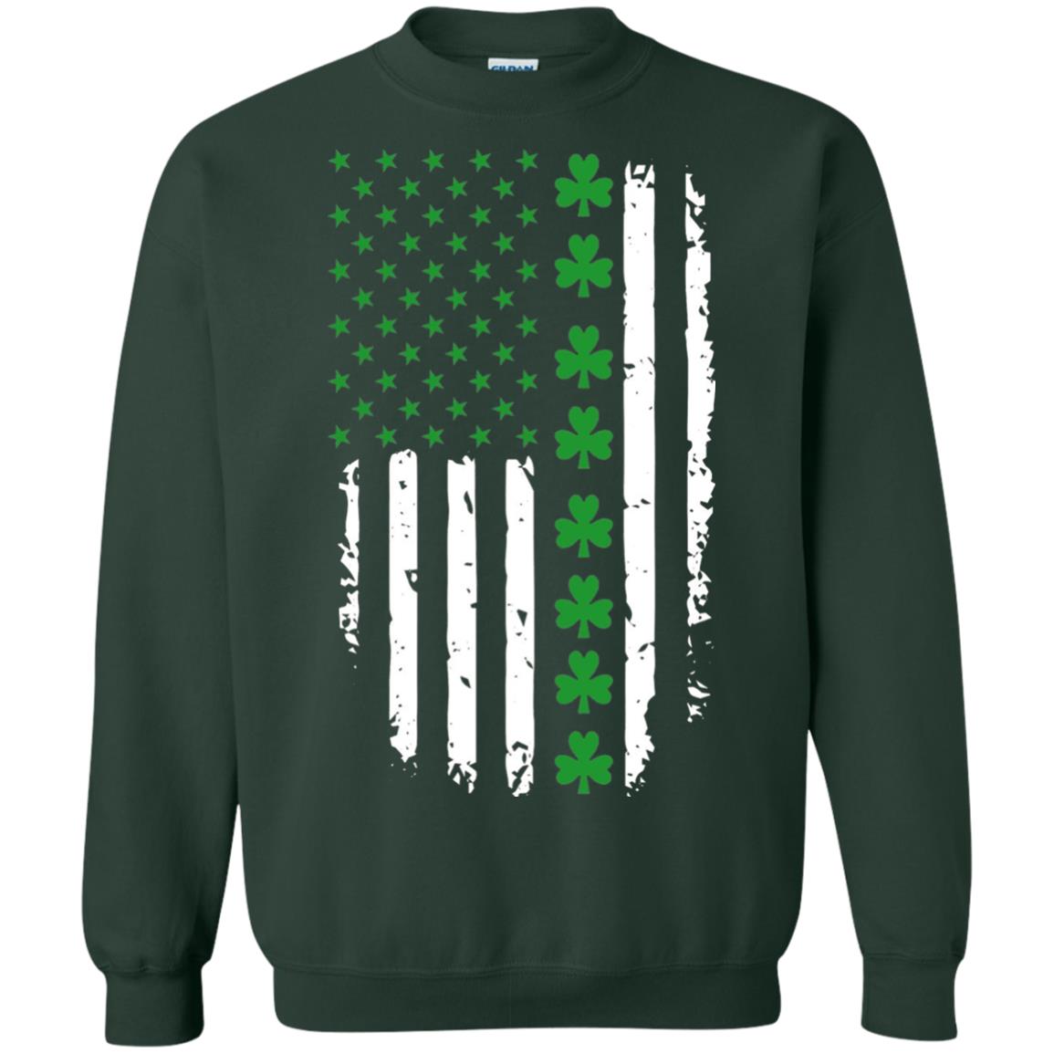 St. Patrick's Day T-shirt Irish American Flag T-shirt Forest Green
