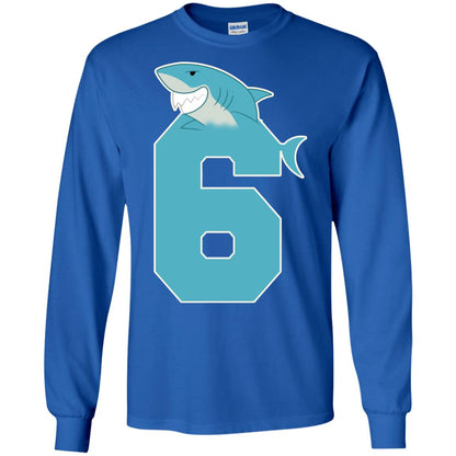 6th Birthday Shark Party Shirt Royal