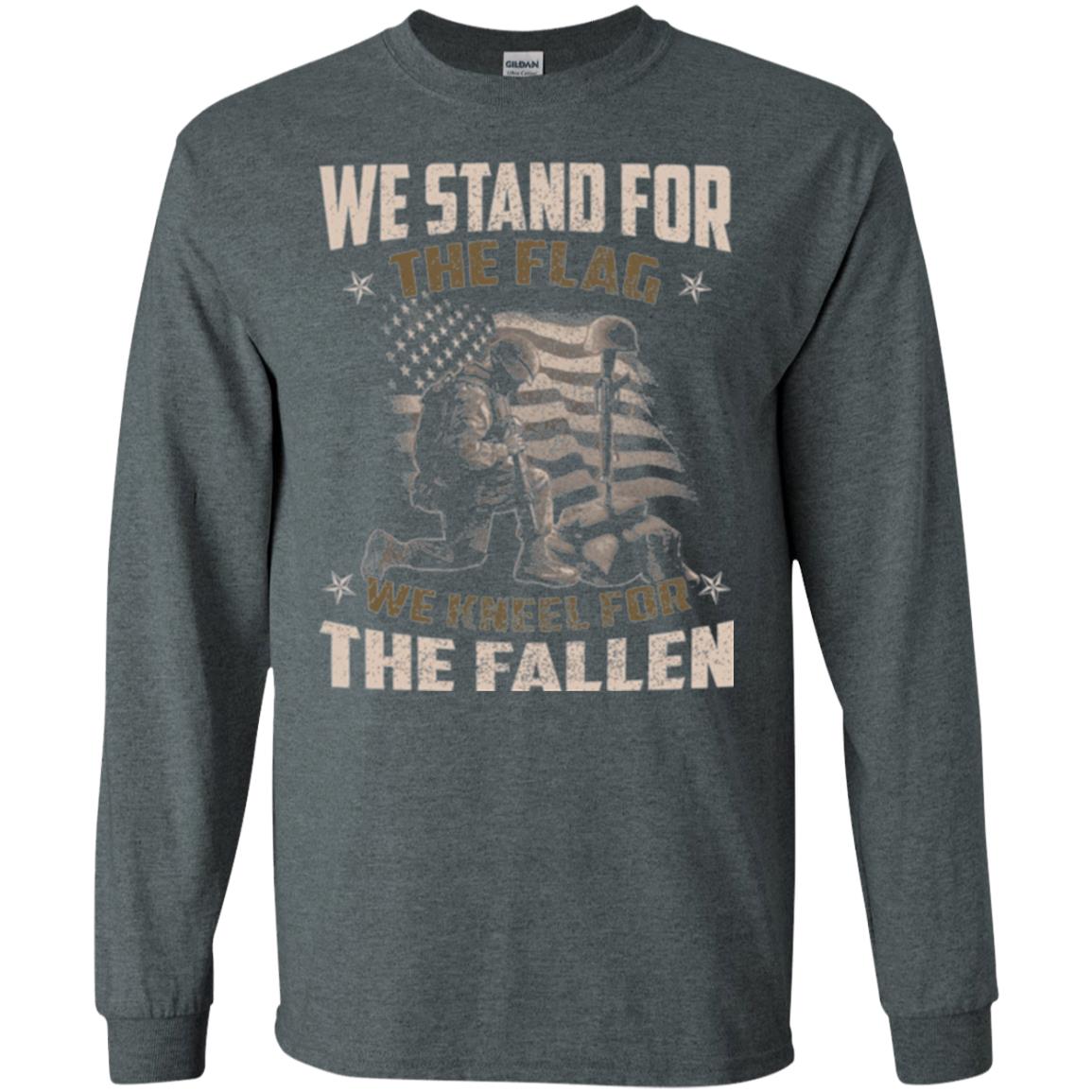 Veteran T-shirt We Stand For The Flag, We Kneel For The Fallen Dark Heather