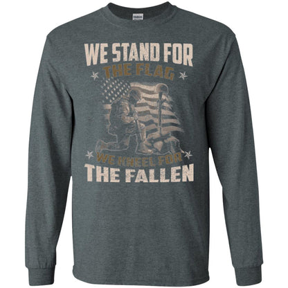 Veteran T-shirt We Stand For The Flag, We Kneel For The Fallen Dark Heather