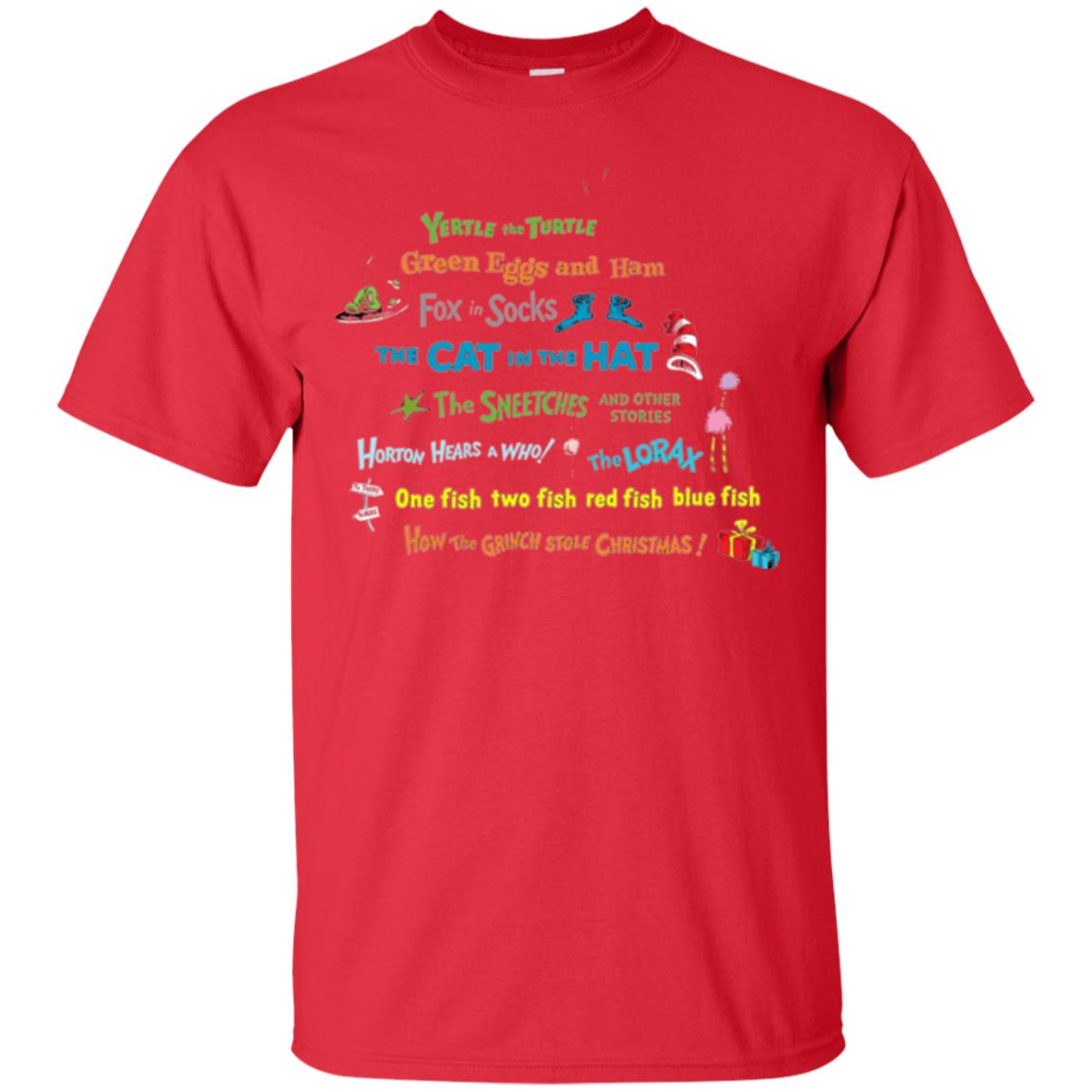Dr. Seuss Book Title National Wear Red Day T-shirt Red