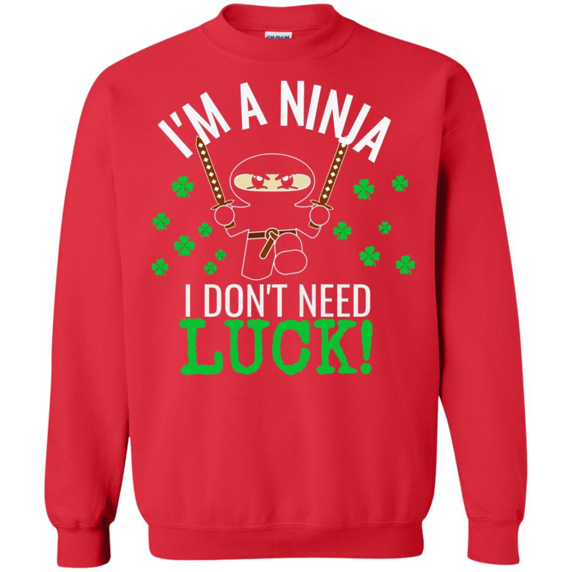 Ninja Luck Green St. Patrick_s Day T-shirt Red