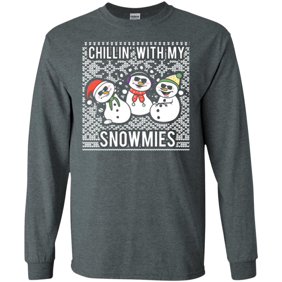 Christmas T-shirt Chillin' With My Snowmies Dark Heather