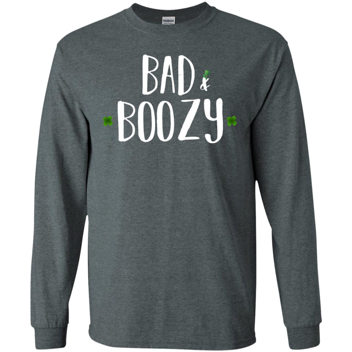 Bad And Boozy Funny Saint Patrick Day T-shirt Dark Heather