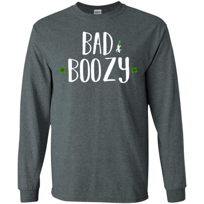 Bad And Boozy Funny Saint Patrick Day T-shirt Dark Heather