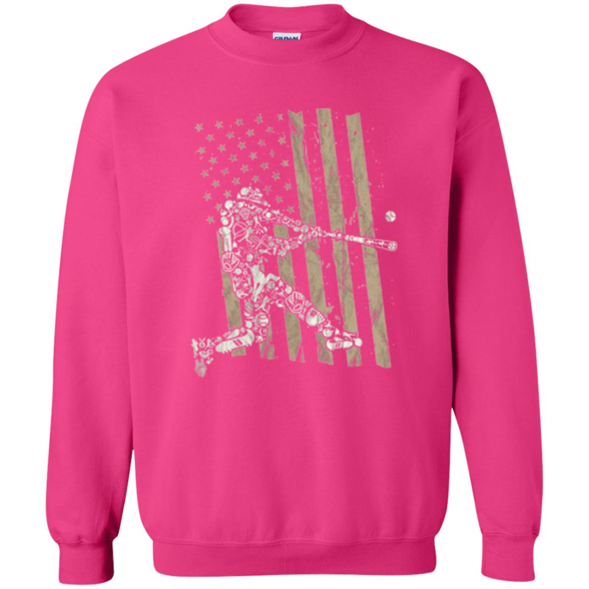 Baseball Player T-shirt American Flag Heliconia
