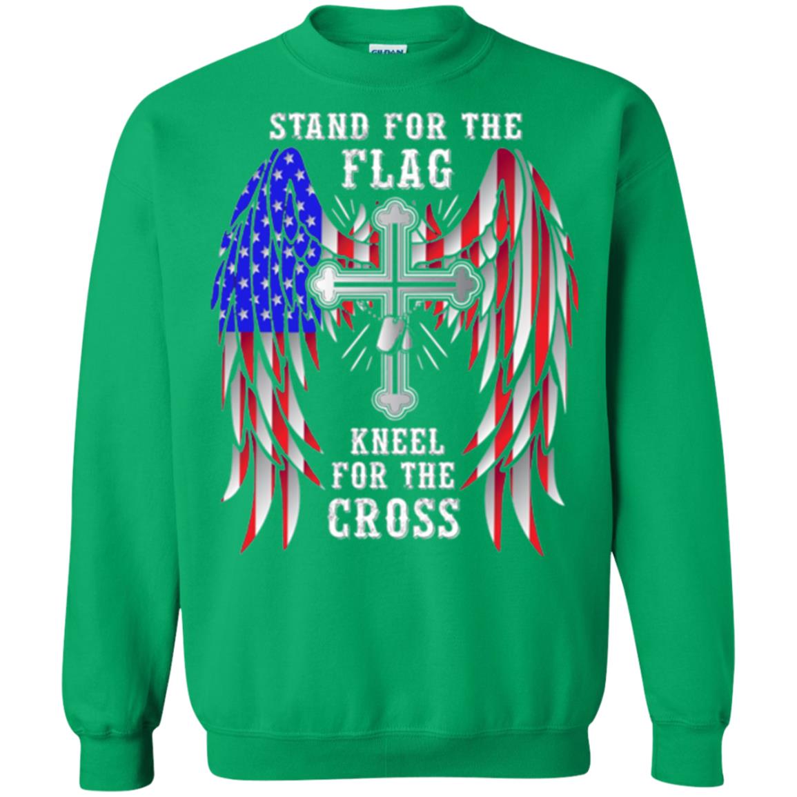 Christian T-shirt Stand For The Flag Kneel For The Cross Irish Green