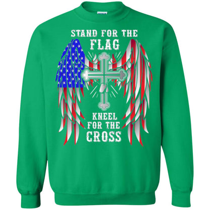Christian T-shirt Stand For The Flag Kneel For The Cross Irish Green