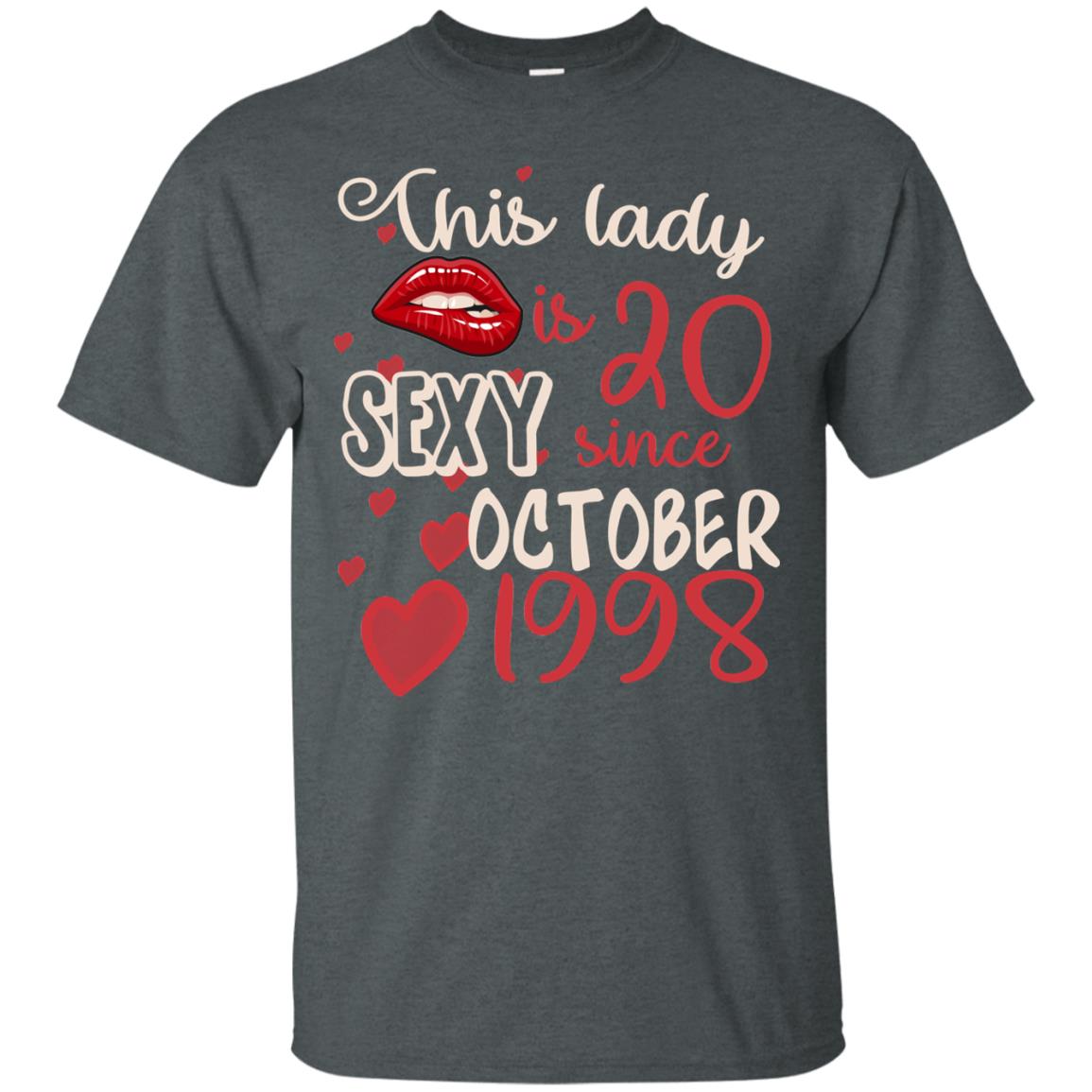 This Lady Is 20 Sexy Since October 1998 20th Birthday Shirt For October Womens Dark Heather