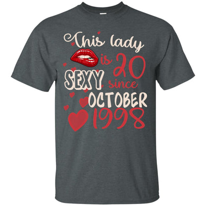 This Lady Is 20 Sexy Since October 1998 20th Birthday Shirt For October Womens Dark Heather