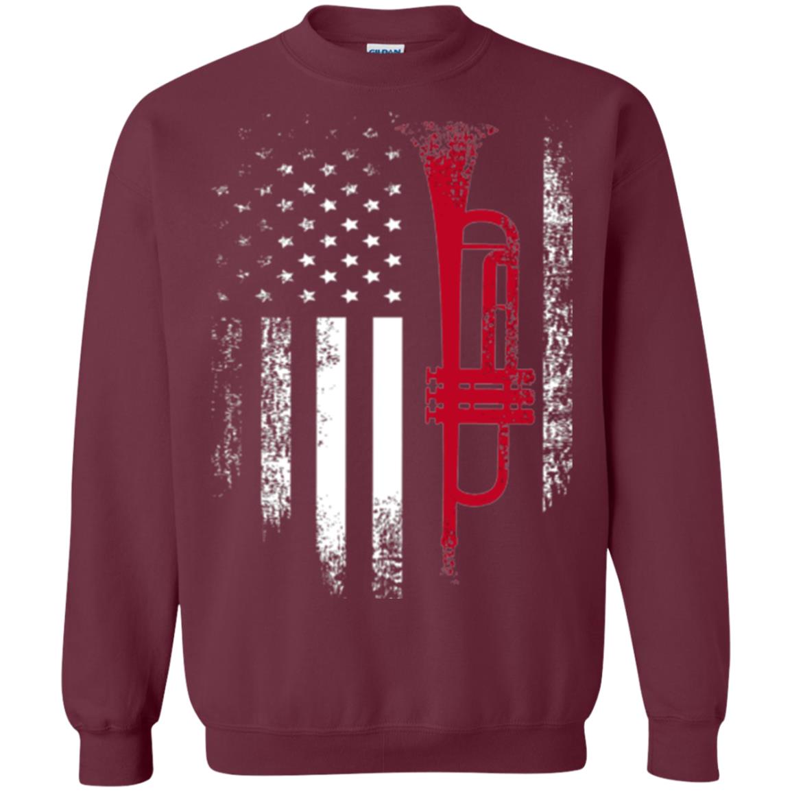 Trumpet Lovers T-shirt American Flag Maroon