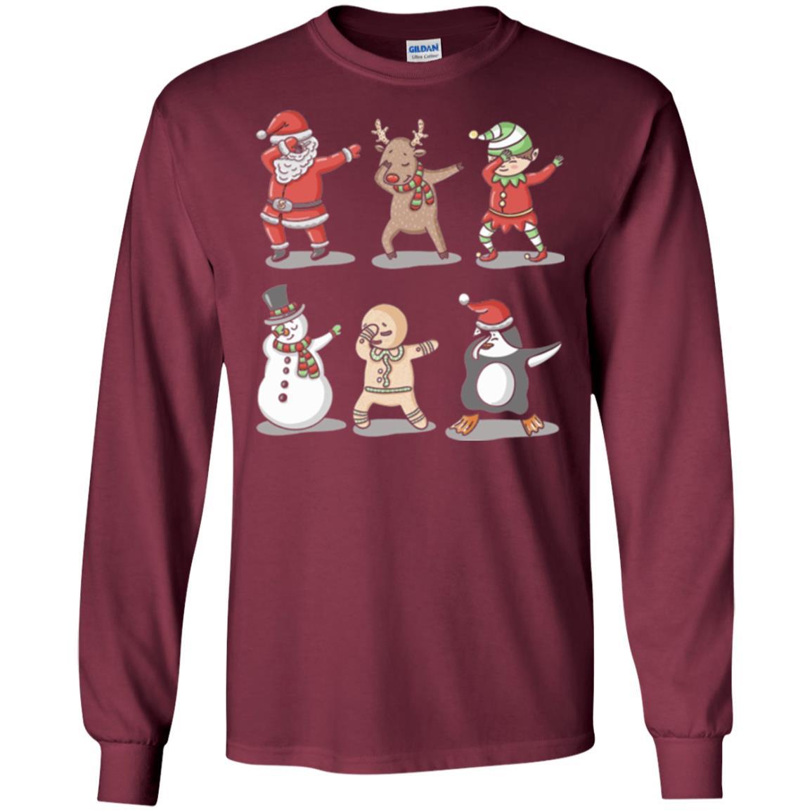 Christmas T-shirt Dabbing Santa Ugly Sweater Maroon