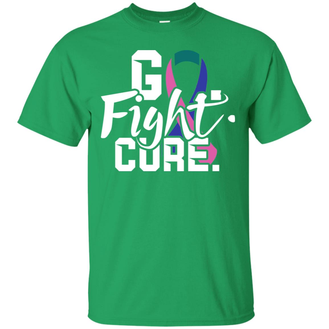 Thyroid Awareness Go Fight Cure Teal Pink Blue Ribbon Shirt Irish Green