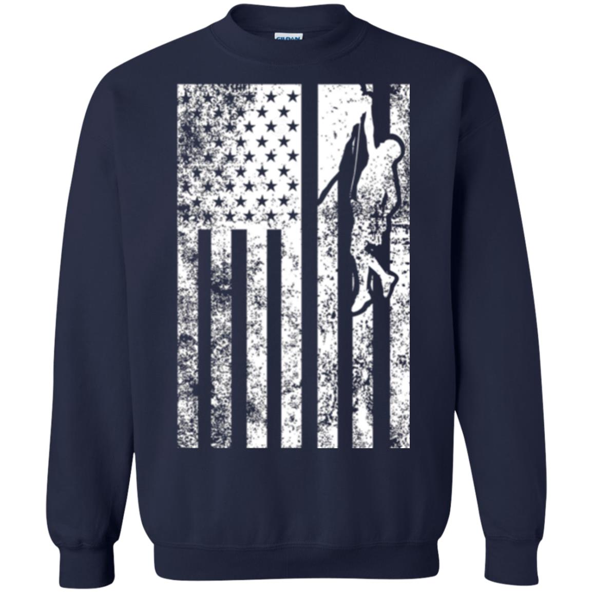 Rock Climbing T Shirt - Rock Climbing Flag Of United States T-shirt Navy