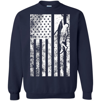Rock Climbing T Shirt - Rock Climbing Flag Of United States T-shirt Navy