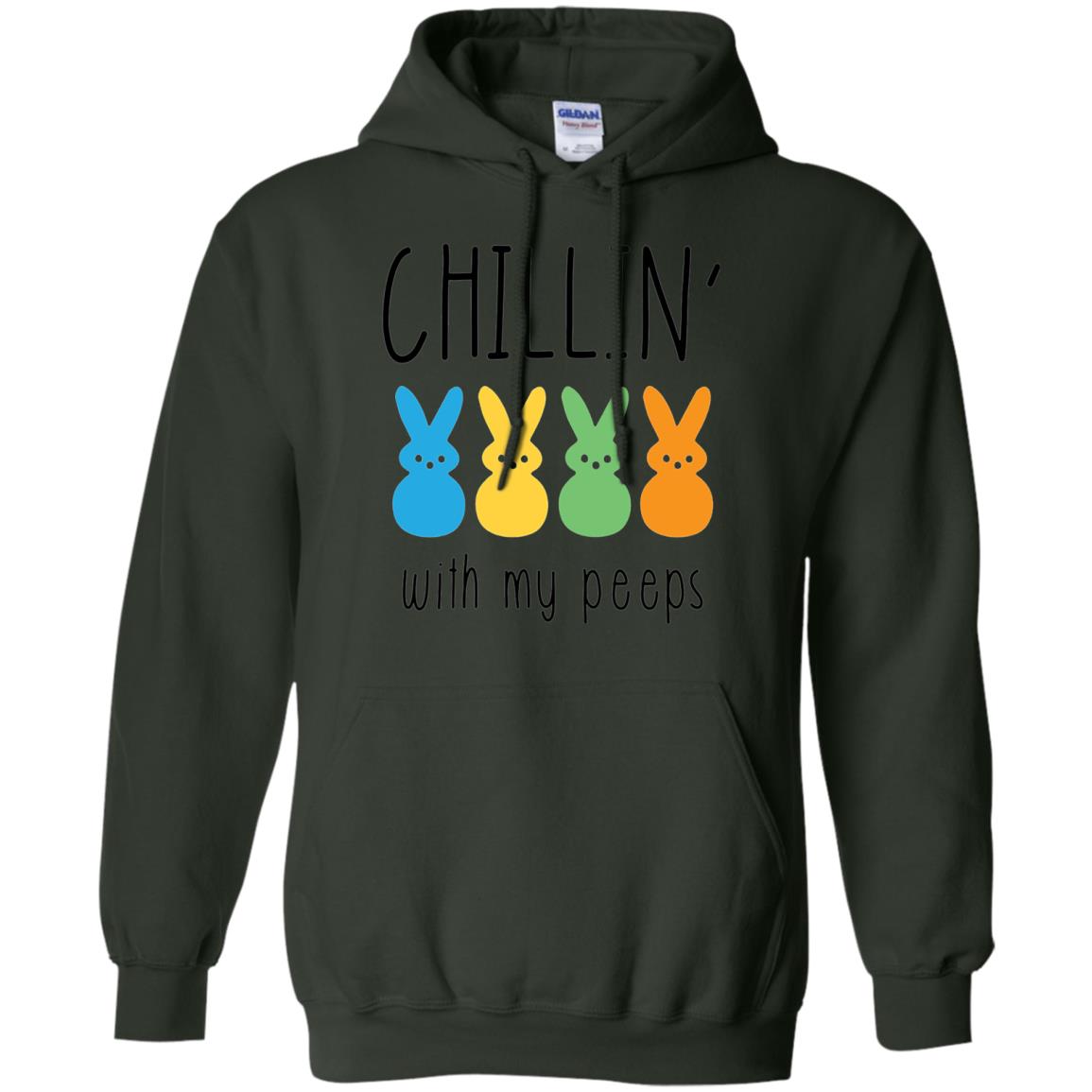 Chillin With My Peeps Happy Easter T-shirt Forest Green
