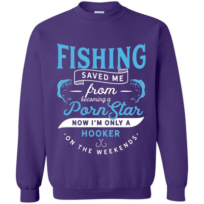 Funny Fishing Tshirts Im Only A Hooker On The Weekends Purple