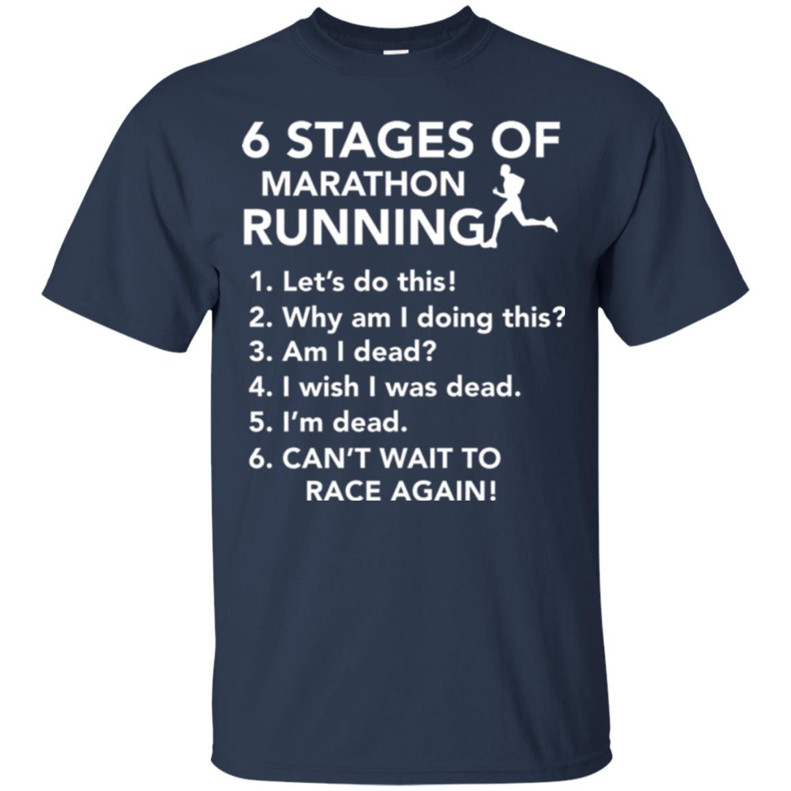 Runner T-shirt 6 Stages Of Marathon Running Navy