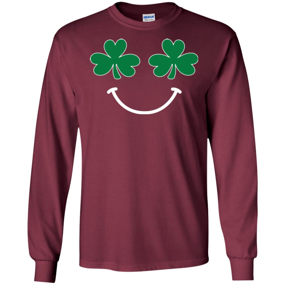 Saint Patrick's Day T-shirt Smiling Shamrocks Maroon