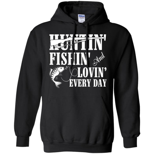 Hunting Lovers T-shirt Huntin_ Fishin_ And Lovin_ Everyday Black