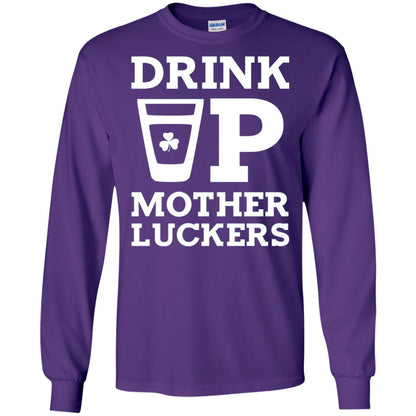 Drink Up Mother Luckers Funny St Patrick Day T-shirt Purple