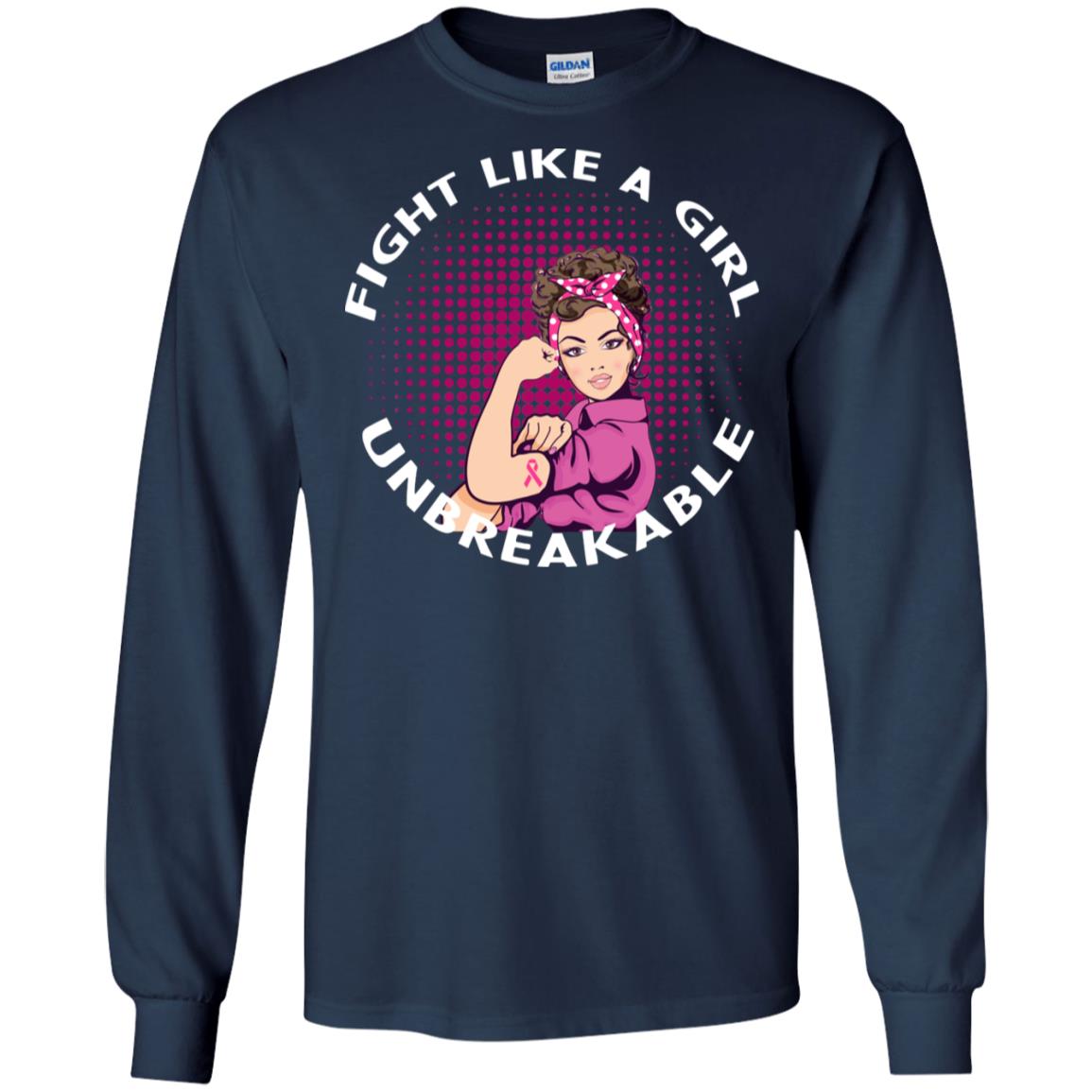 Fight Like A Girl Unbreakable Breast Awareness Shirt Navy