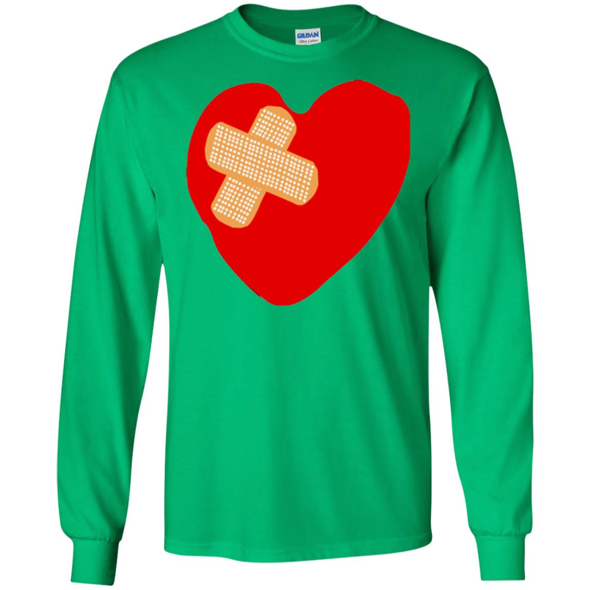Funny Patched Up Heart Graphic T-shirt Irish Green