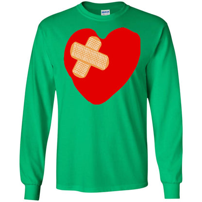 Funny Patched Up Heart Graphic T-shirt Irish Green