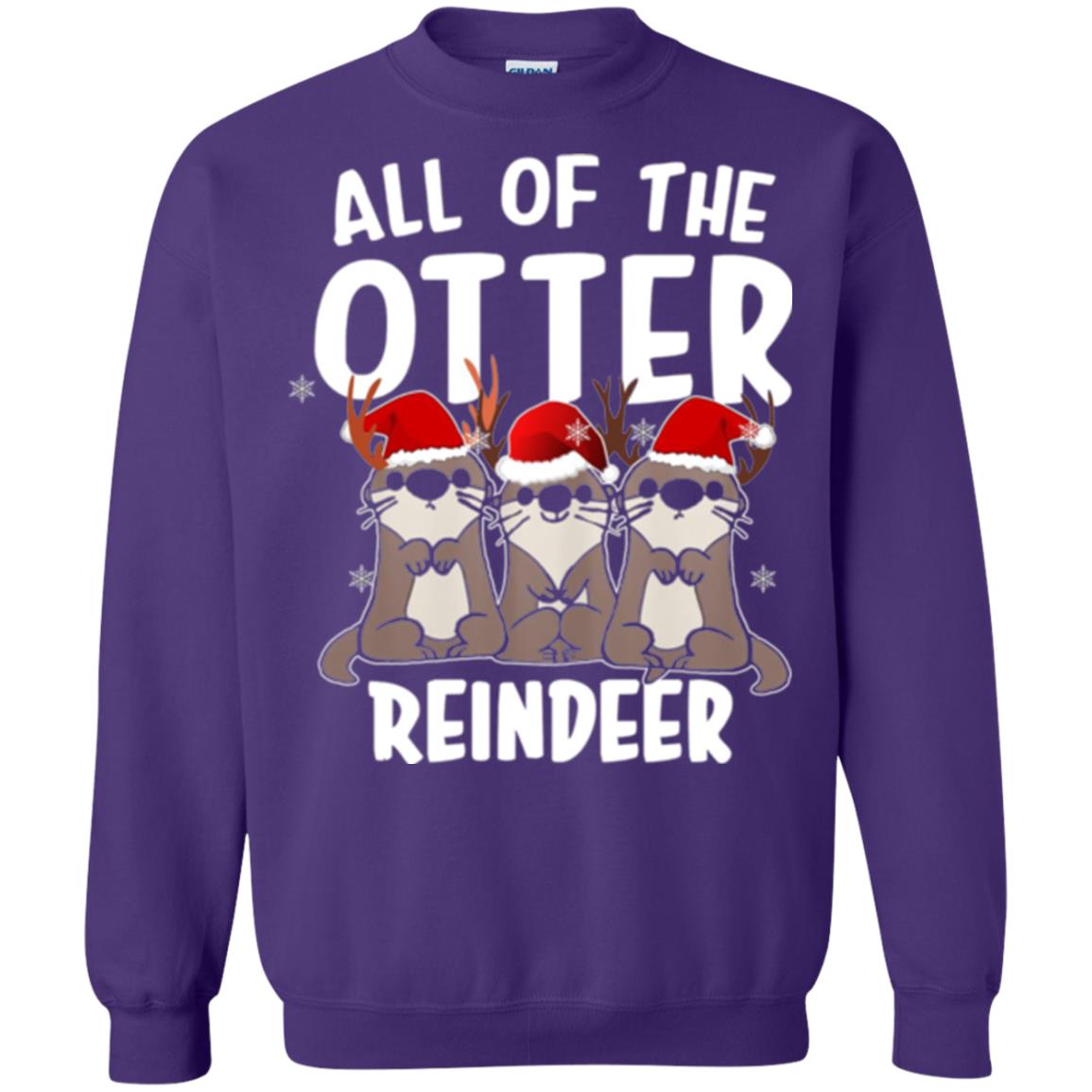 Christmas T-shirt All Of The Otter Reindeer Purple