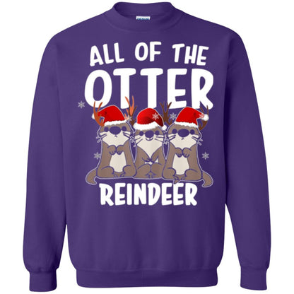 Christmas T-shirt All Of The Otter Reindeer Purple