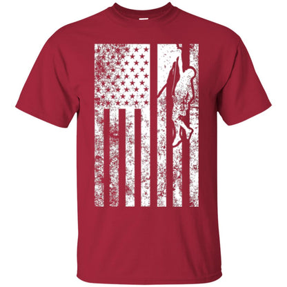 Rock Climbing T Shirt - Rock Climbing Flag Of United States T-shirt Cardinal