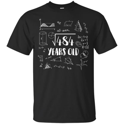 Square Root Of 484 22nd Birthday 22 Years Old Math T-shirt Black