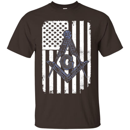 Freemason Usa Flag Logo Freemasonry America T-shirt Dark Chocolate