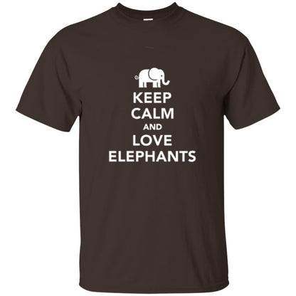 Elephant Lover T-shirt Keep Calm And Love Elephants T-shirt Dark Chocolate