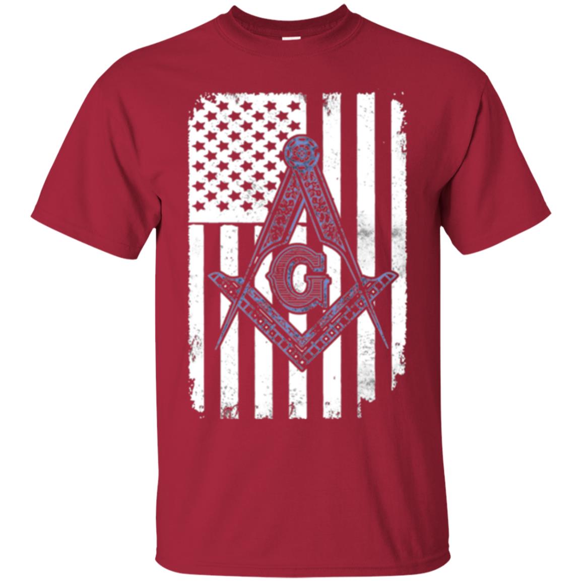 Freemason Usa Flag Logo Freemasonry America T-shirt Cardinal