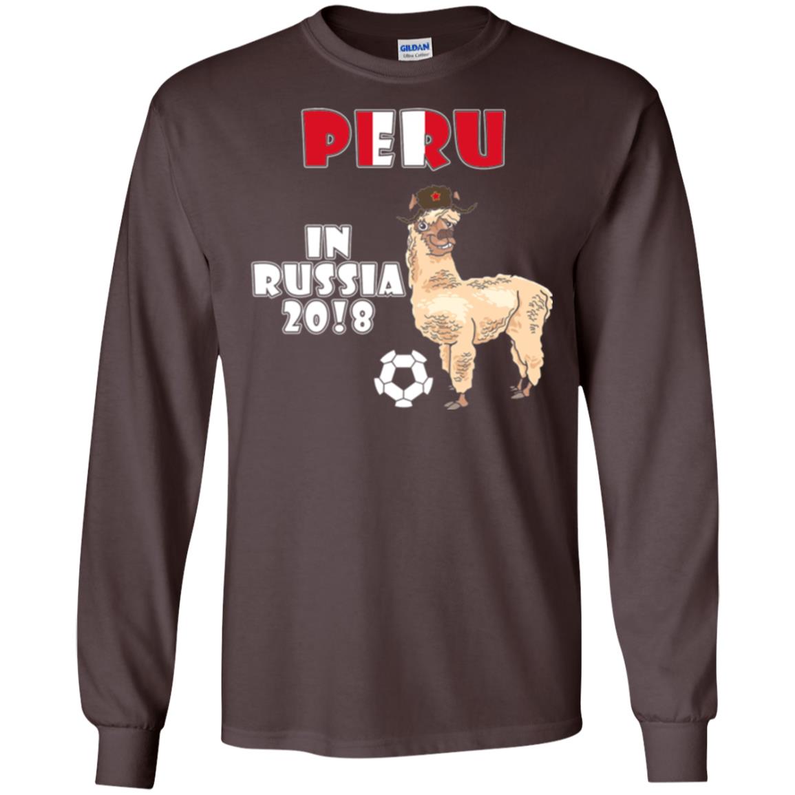 Soccer T-shirt Peru National Team Llama In Russia 2018 Cup Dark Chocolate