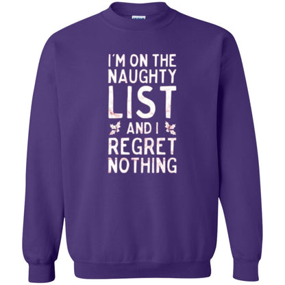 Christmas T-shirt I_m On The Naughty And I Regret Nothing Purple
